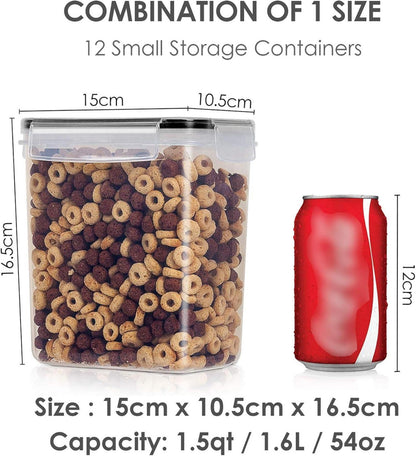 Vorratsdosen Set 1.6L Müsli Schüttdose 12 Etiketten Schwarz