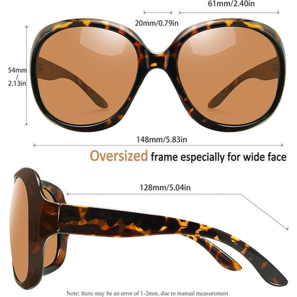 Übergroße Damen Sonnenbrille polarisiert UV400 Schildpatt Braun