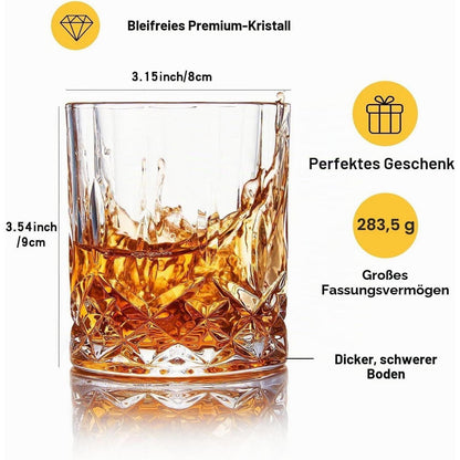 Whisky Gläser 4er Set | 320ml Kristallglas | Geschenk für Männer