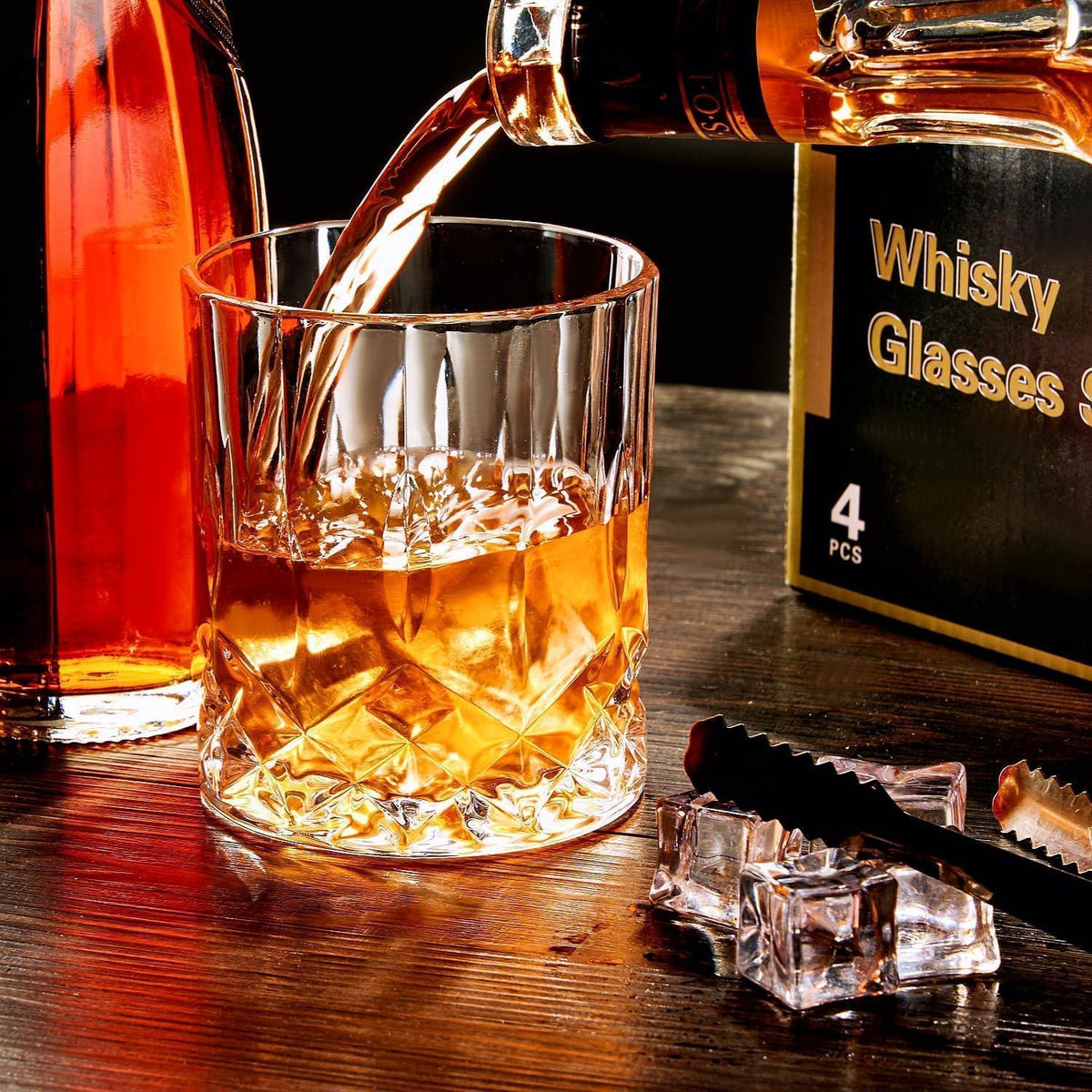 Whisky Gläser 4er Set | 320ml Kristallglas | Geschenk für Männer