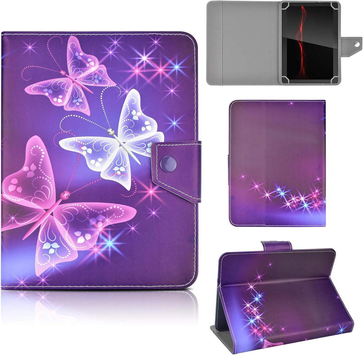 Tablet Hülle 10 Zoll Universal Schutzhülle Lila Magnetisch PU-Leder