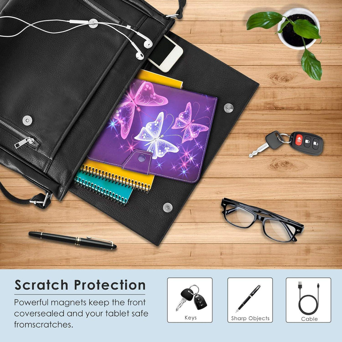 Tablet Hülle 10 Zoll Universal Schutzhülle Lila Magnetic für Tablets 9,6-10,5 Zoll