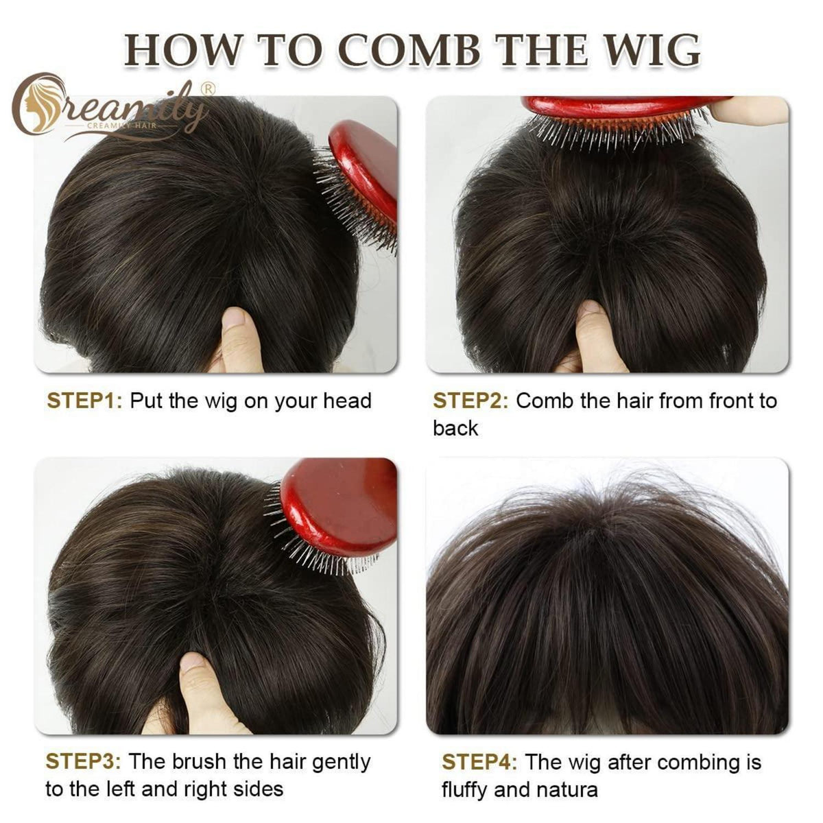 Kurze Damen Perücke Pixie Cut Schokoladenbraun mit Pony