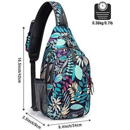 Sling Bag Rucksack mit Diebstahlschutz, Ahornblattblau