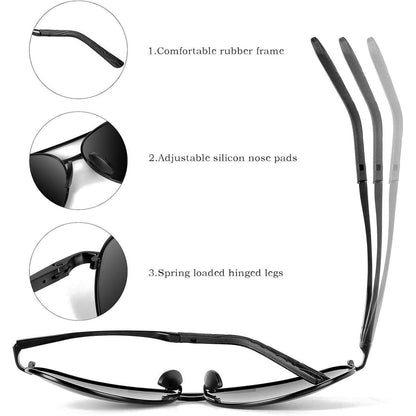 Sonnenbrille Herren polarisiert UV400 Vintage Schwarz