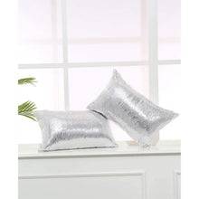 Silberne Pailletten Kissenbezüge 30x50 & 50x30 cm - 2er Set