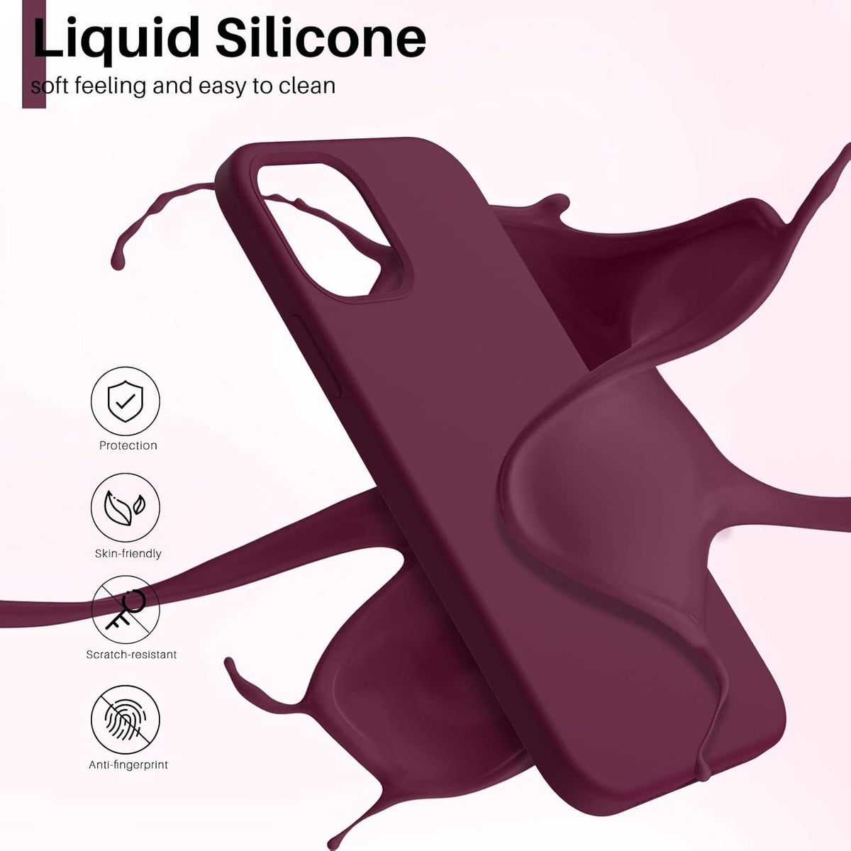 iPhone 12 Pro 6,1 Silikon Case Voller Schutz Weinrot