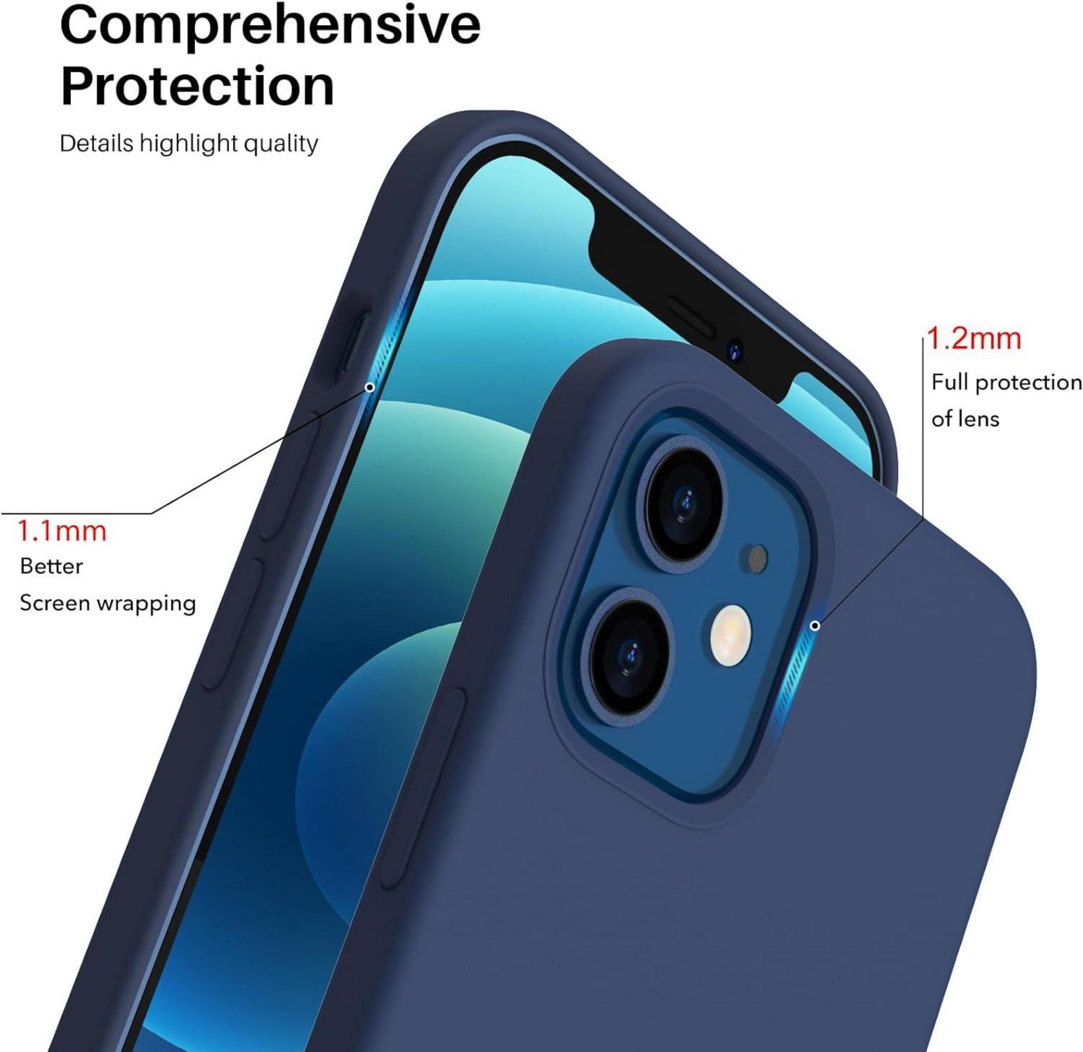 ORNARTO Silikon Case für iPhone 12 Mini 5,4 Zoll - Ultra Dünn Flüssig Handyhülle Dunkelmarine