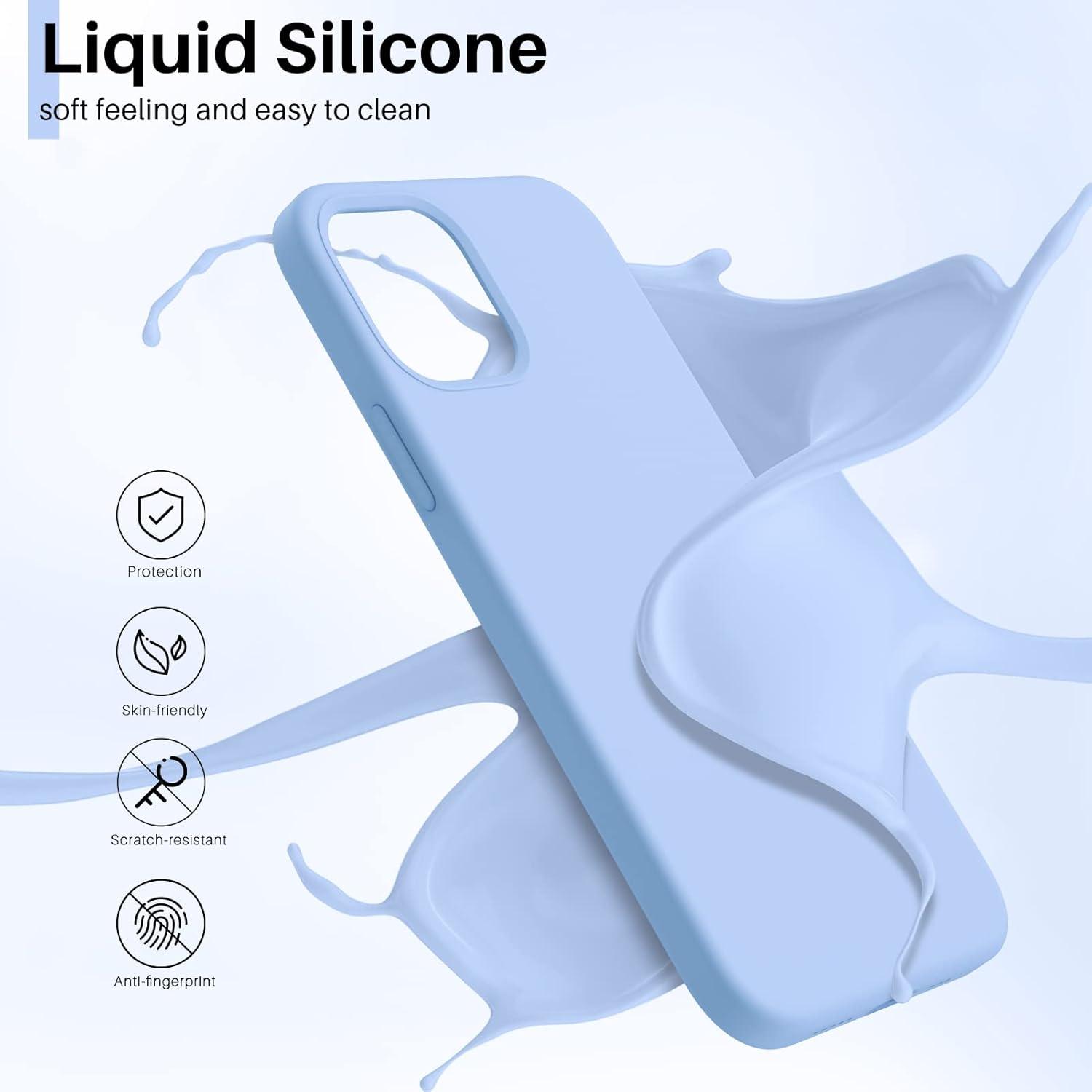 Silikon Case iPhone 12 Pro Schutz Hülle Flüssig 6,1 Zoll Blau