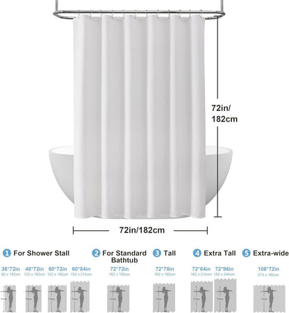 Waffel Duschvorhang Anti Schimmel, Wasserdicht 182x182 cm