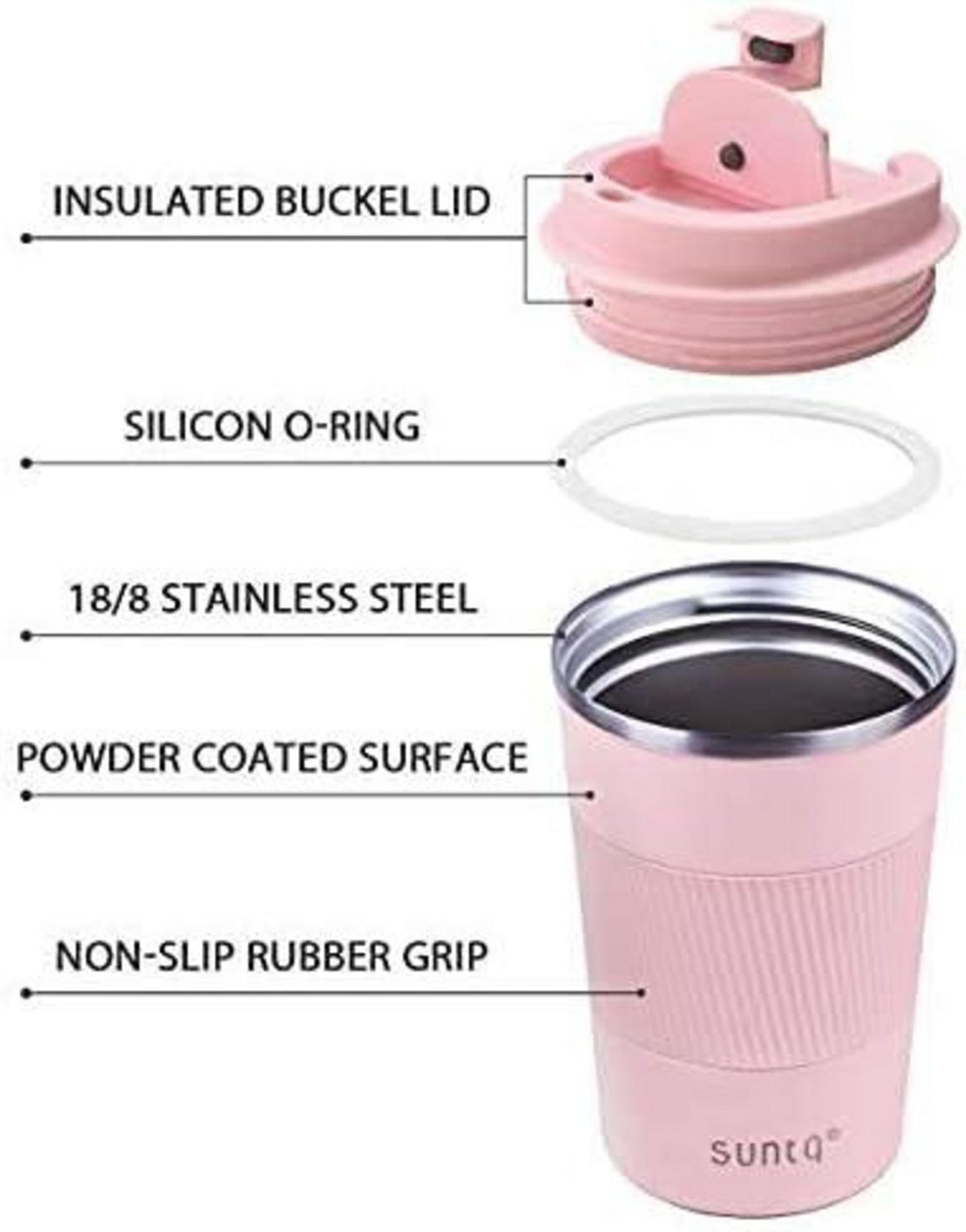 Isolierter Kaffeebecher Thermo Edelstahl Gummierte Manschette 380ml