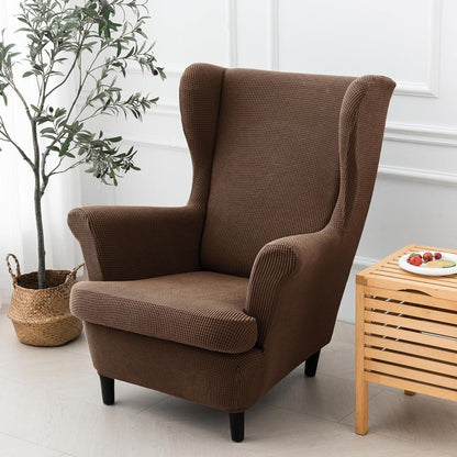 Ohrensesselüberzug 2-teilig Jacquard – Kaffee