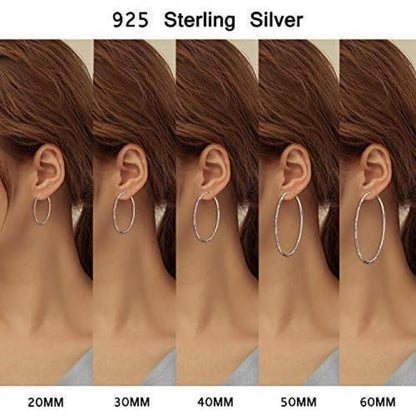 925 Sterling Silber Kreis Creolen 40mm für Damen