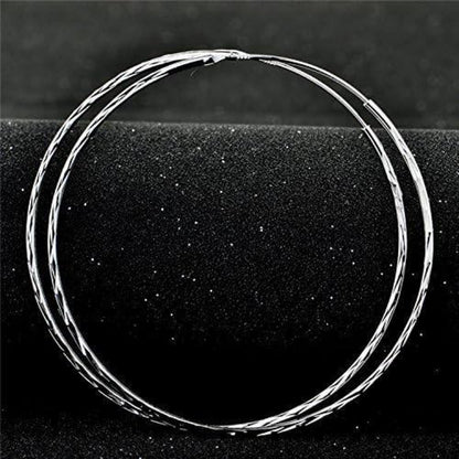 925 Sterling Silber Kreis Creolen 40mm für Damen