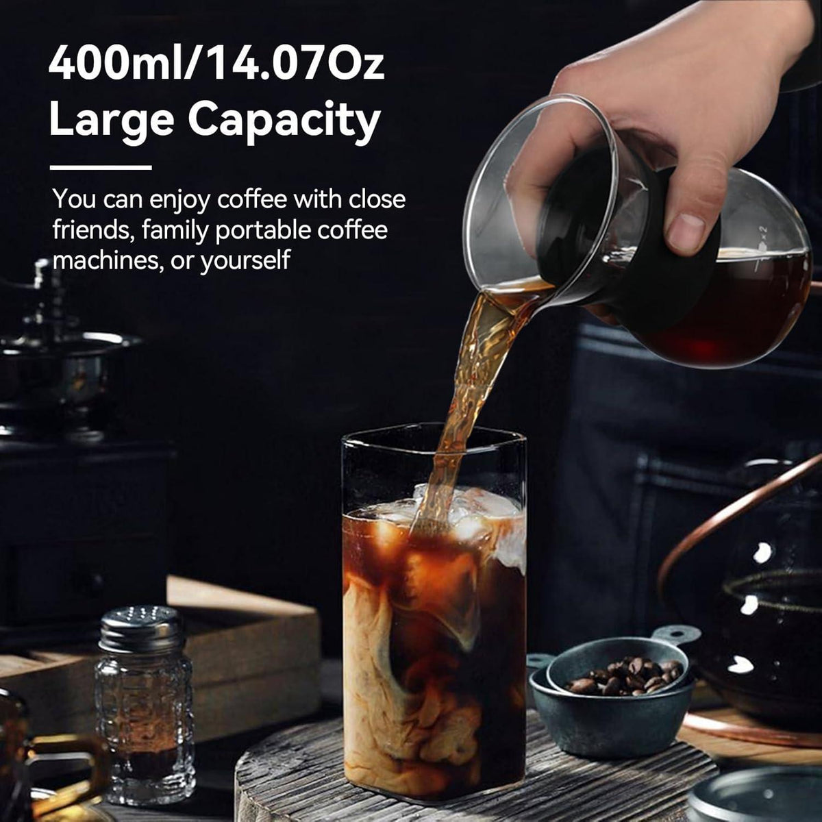 Pour Over Kaffeemaschine Dripper 400ml Borosilikatglas Edelstahl