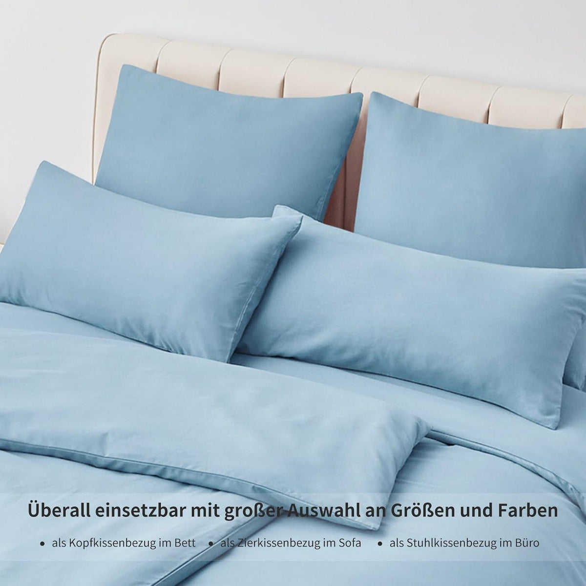 Kissenbezug 40x80 Hellblau 2er-Set Mikrofaser Reißverschluss