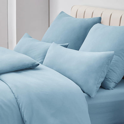Kissenbezug 80x80 Hellblau 2er Set Mikrofaser Reißverschluss