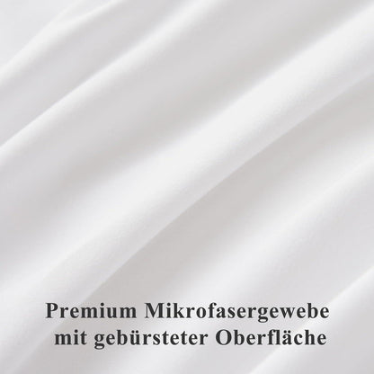 Bettwäsche 200x220 Weiß 3tlg mit Kissenbezug Mikrofaser Reißverschluss