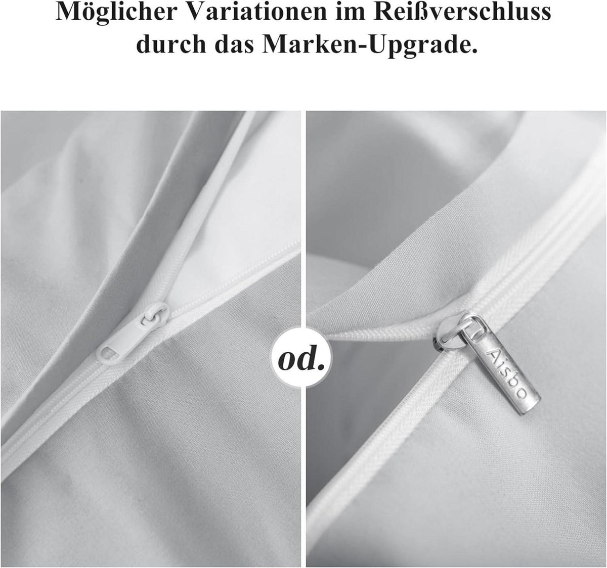 Kopfkissenbezug 40x80cm 2er Set Hellgrau Mikrofaser Weich Reißverschluss
