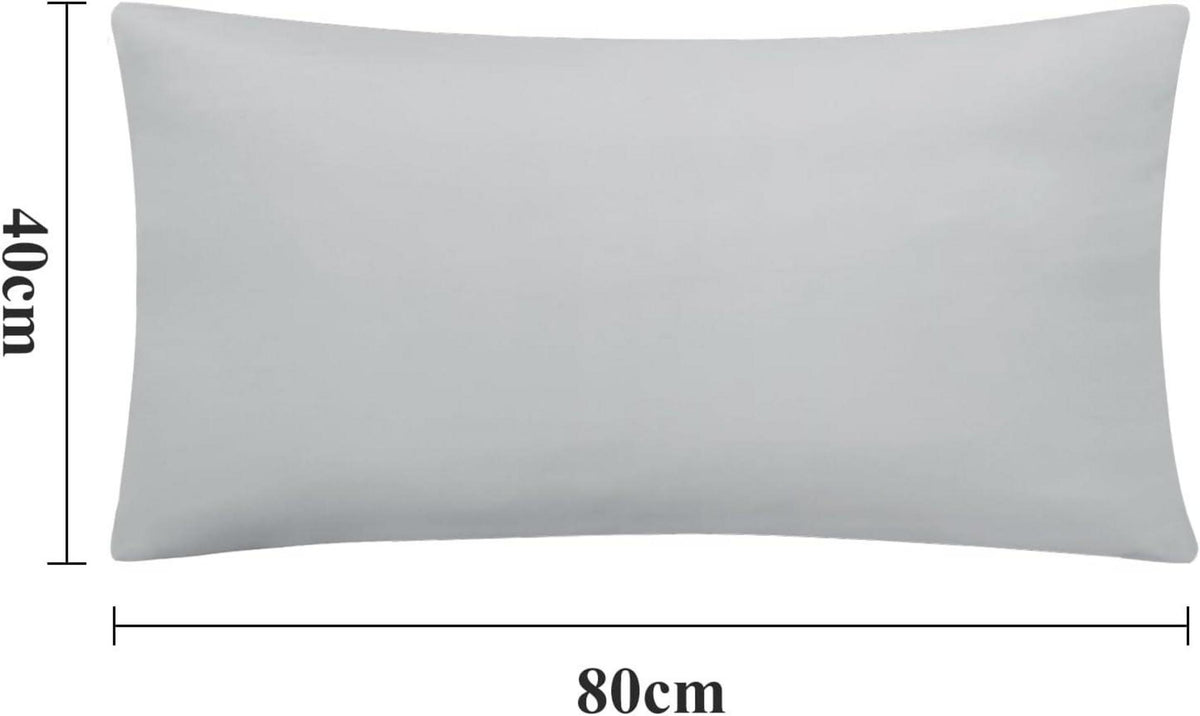 Kissenbezug 40x80 2er Set Hellgrau Reißverschluss Mikrofaser Weich