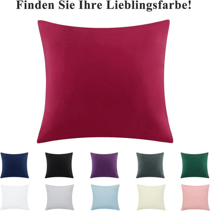 2er Set Kissenbezug 80x80 Rot Mikrofaser Weich Reißverschluss