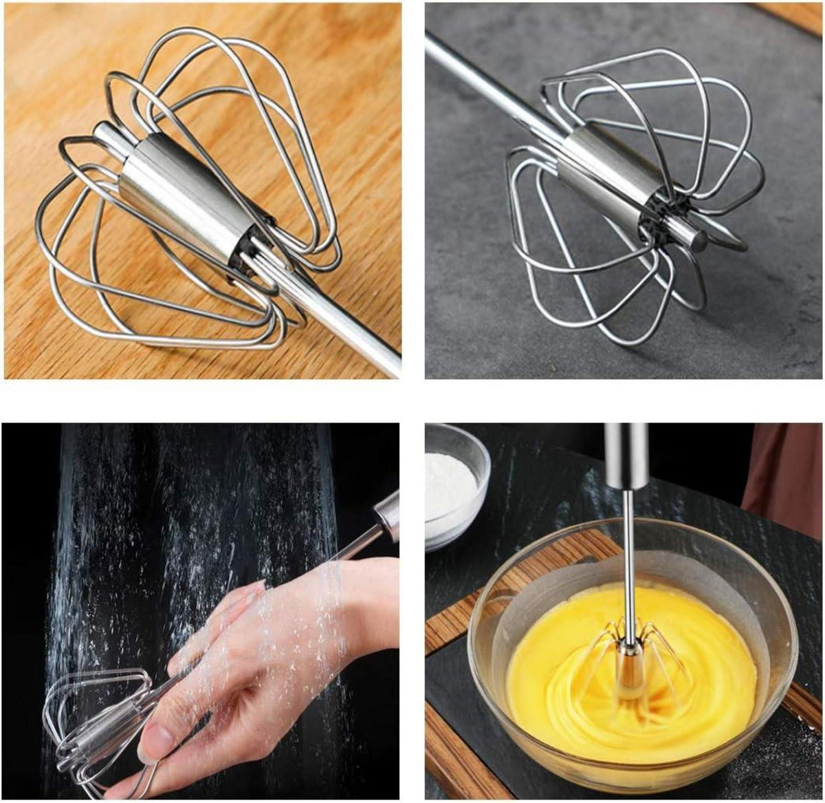 Feeziloe Schneebesen Mixer Edelstahl Eierschlägel Milchaufschäumer Push Rührer