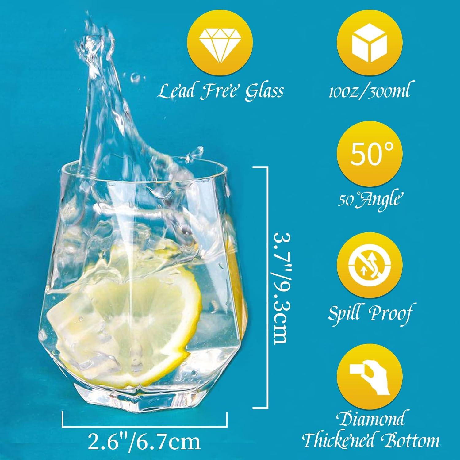 Diamond Whisky Glasses 4er-Set Scotchglas 300 Ml Moderner Look Männer Frauen Whiskyglas