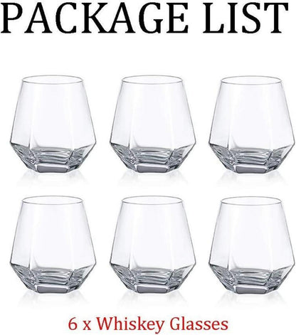 Whiskyglas Set 6 Stück Whiskey Tumbler 300ml Moderner Look für Männer Frauen