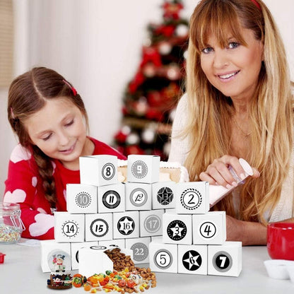 Adventskalender zum Befüllen 24 Stück mit Zahlenaufklebern