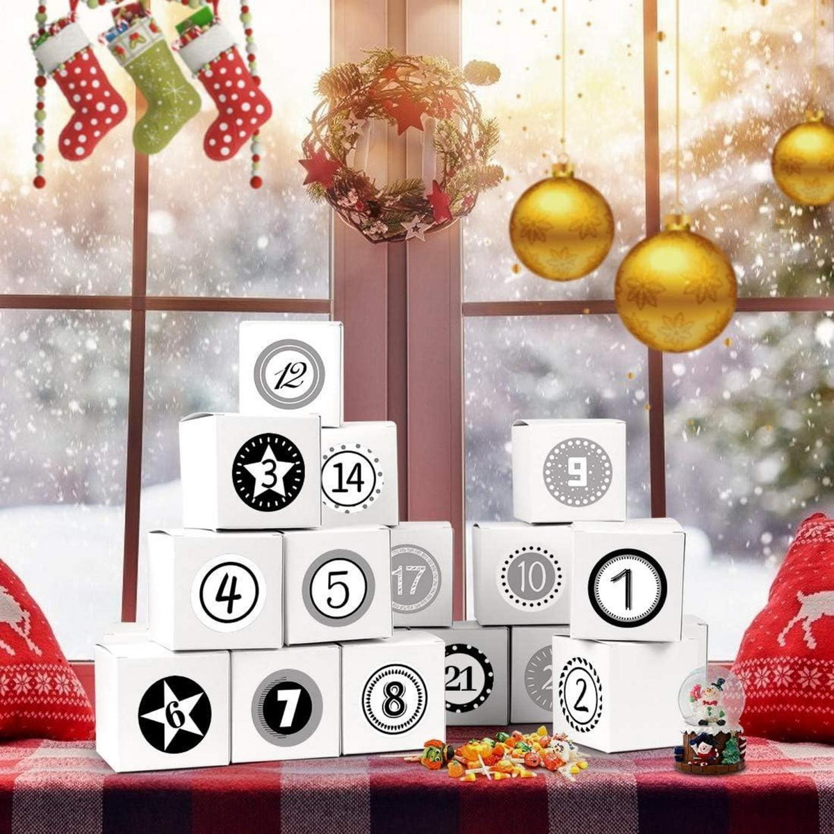 Adventskalender DIY Weiß 24 Geschenkboxen Weihnachten 2024