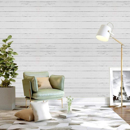 Weiße Selbstklebende Holztapete PVC-Abnehmbar 44.5x1000cm