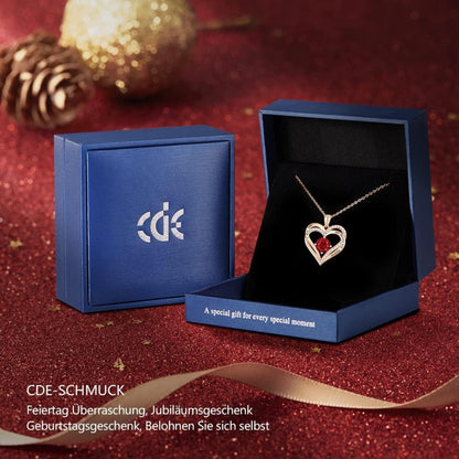 Herz Halskette 925 Sterling Silber Rosegold mit Zirkonia & Geburtsstein