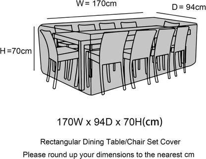 Abdeckung für Gartenmöbel wasserdicht Anti-UV 170*94*70cm