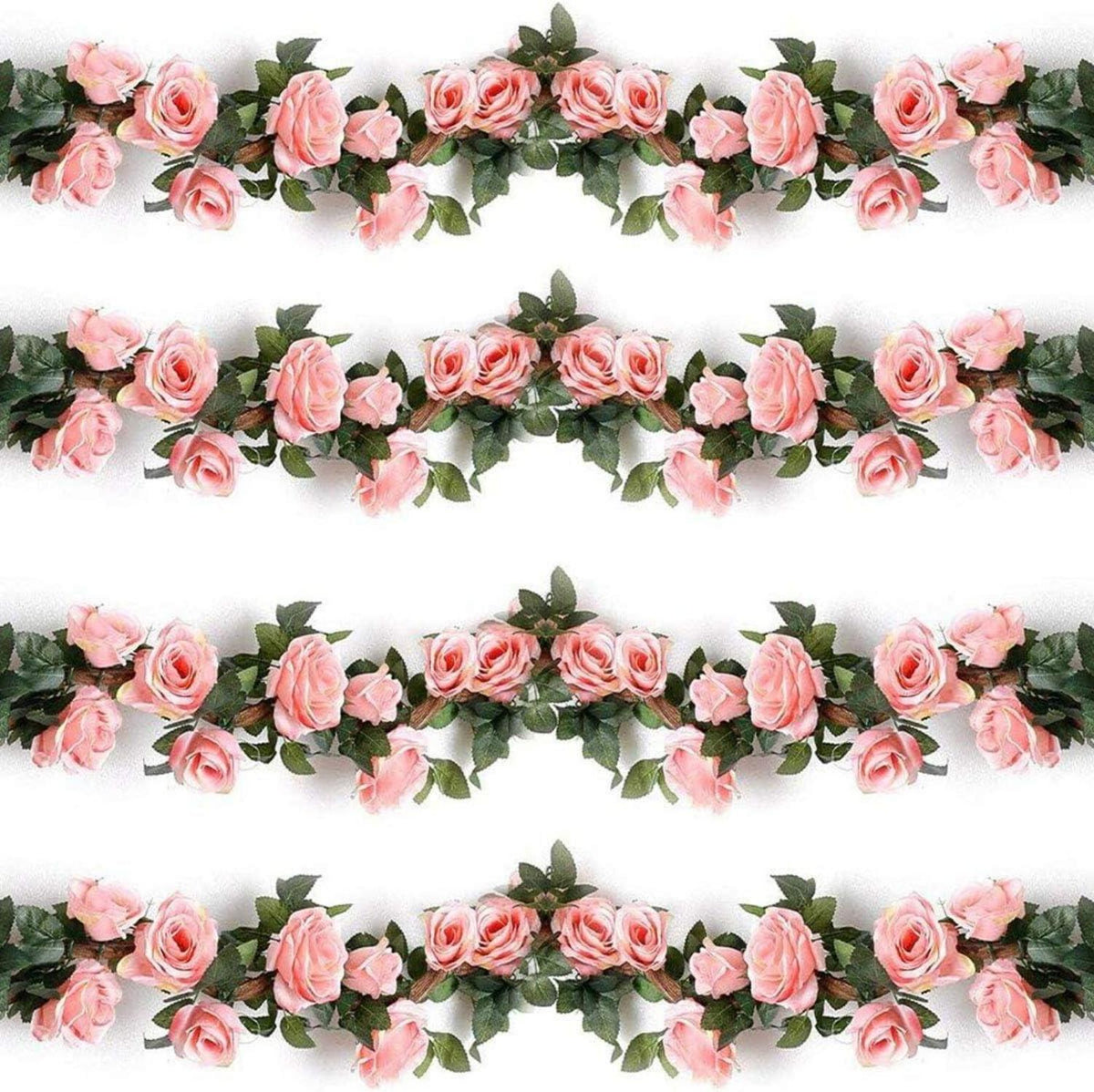2 Künstliche Blumen Girlanden Weiße Rose Seidenblumen