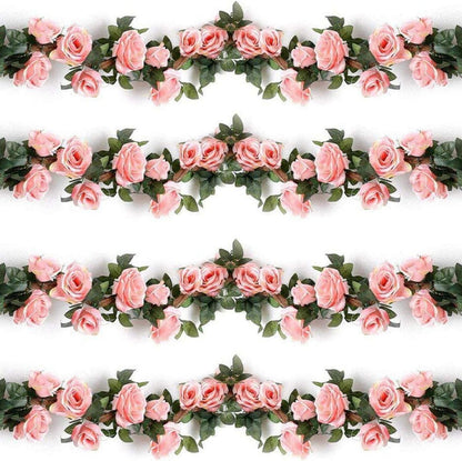 2 Künstliche Blumen Girlanden Weiße Rose Seidenblumen