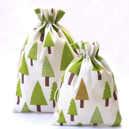 12er Set Baumwollsäckchen Weihnachtsmotiv Geschenksäcke 20x30cm