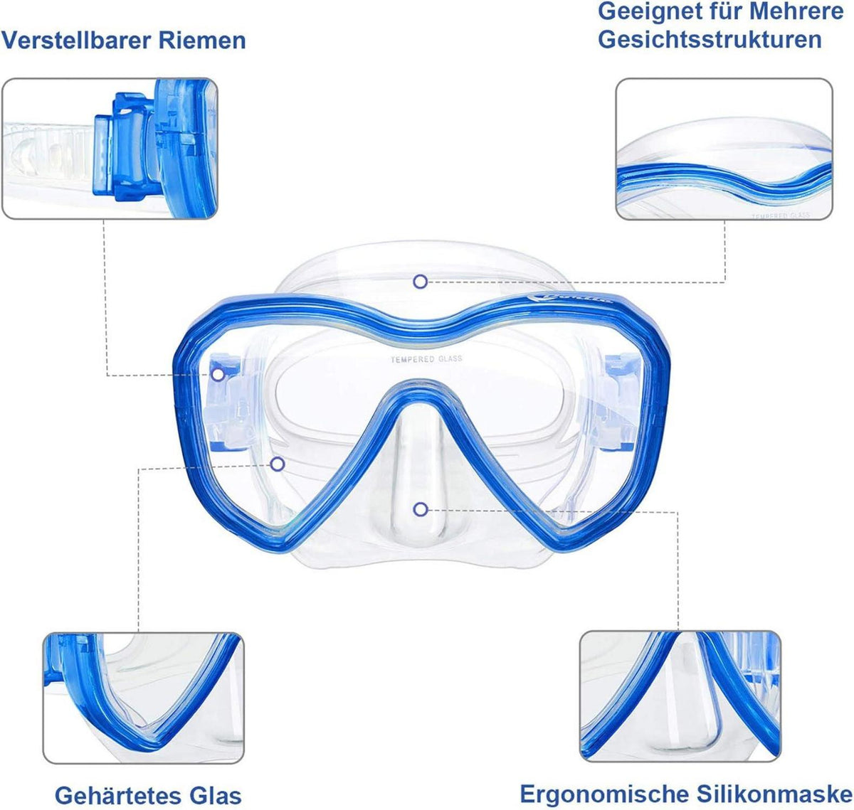 Kinder Schnorchelset Tauchset Anti-Leck Anti-Fog professionell