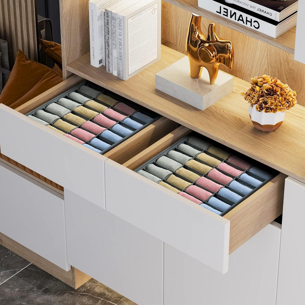 Faltbare Sockenbox mit 24 Fächern – Schubladen-Organizer