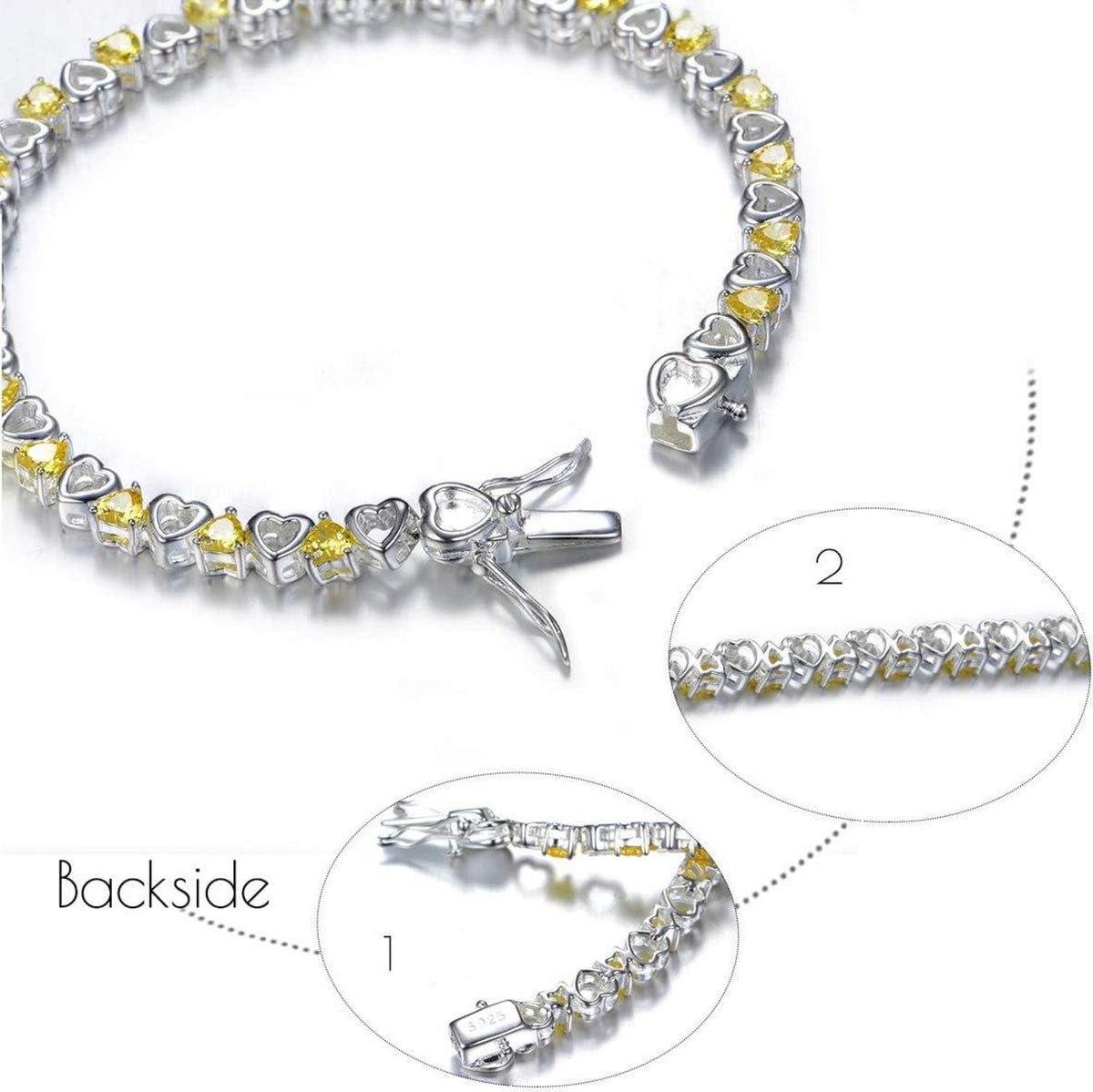 Damen Armband Silber Zirkonia Gelb Kristall Geschenkbox 21cm