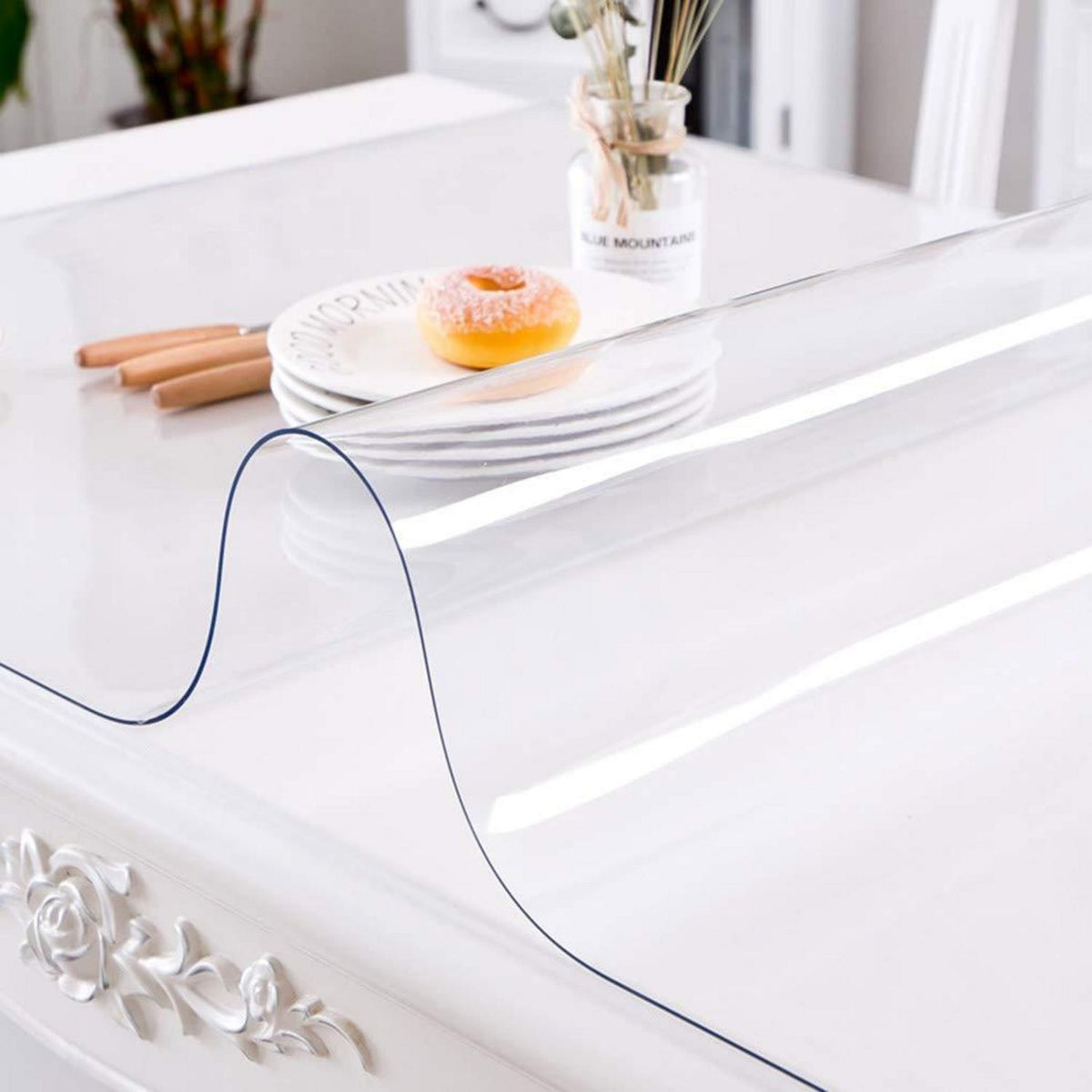 PVC Tischdecke Transparent Rechteckig 80x180cm - 2mm Dicke