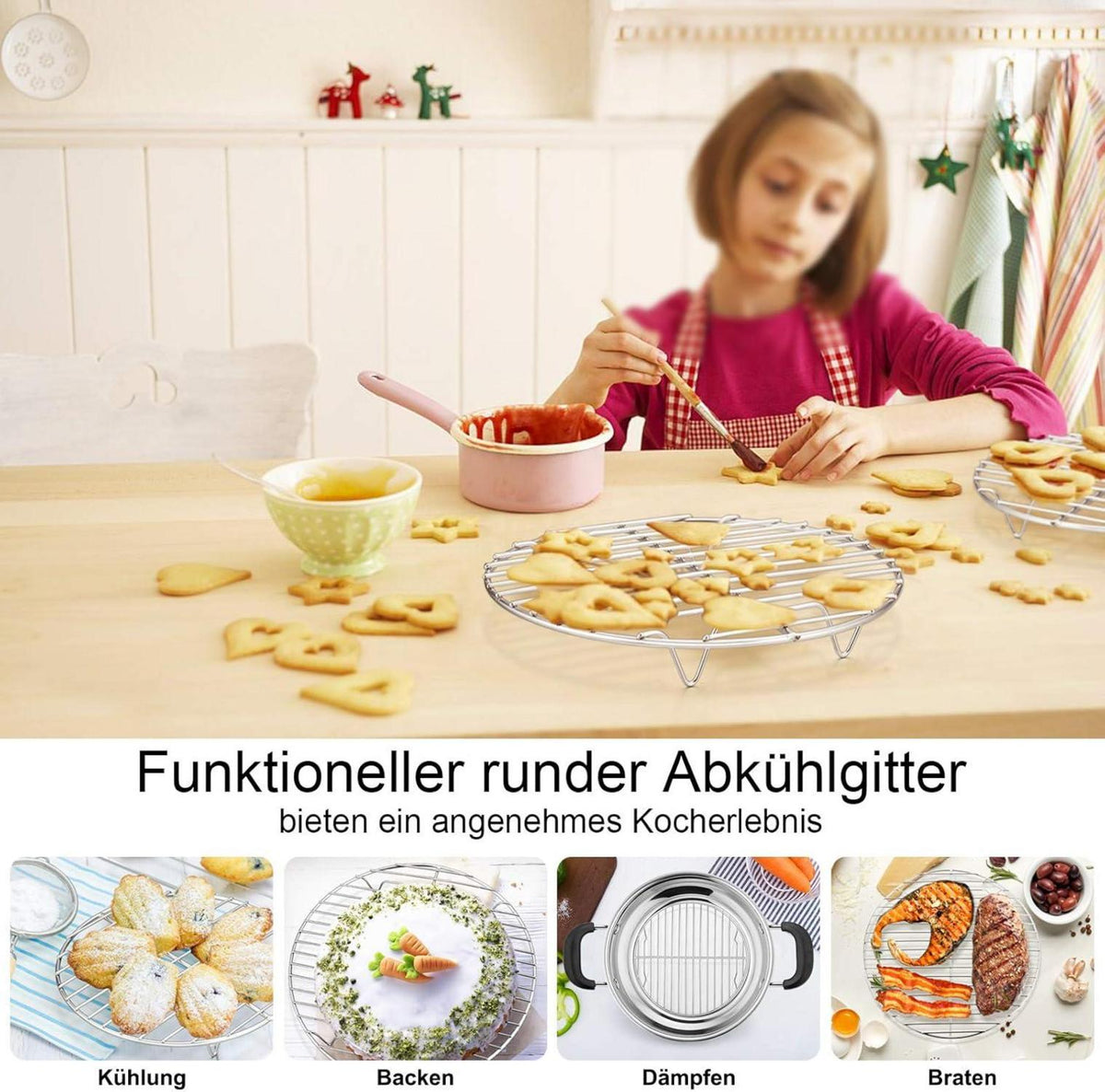 Abkühlgitter Set Edelstahl Backen Kühlen Dämpfen 27cm