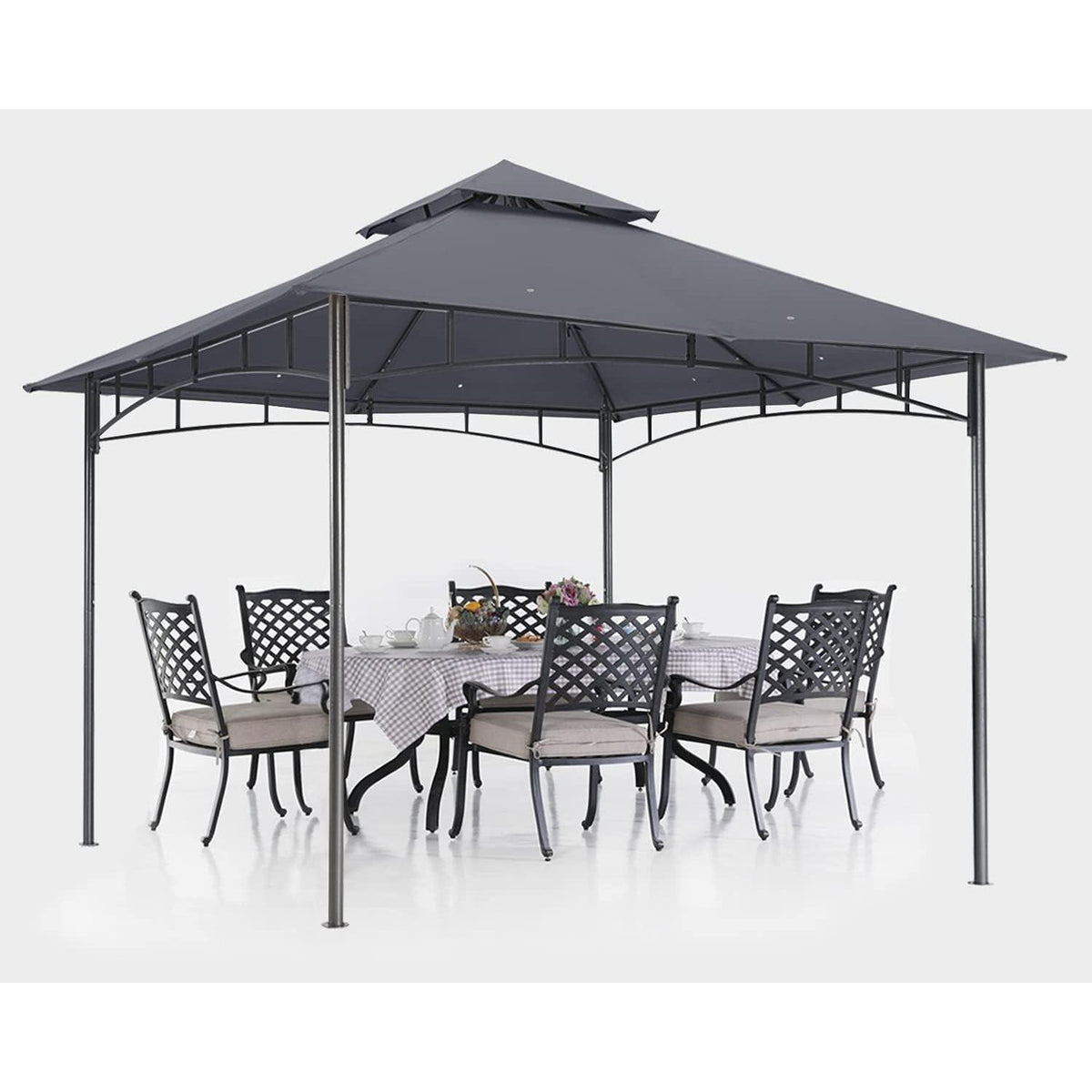 2,5x2,5m Gartenpavillon mit Doppeldach, Dunkelgrau