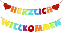 Herzlich Willkommen Girlande Banner mit Herzen aus Filz