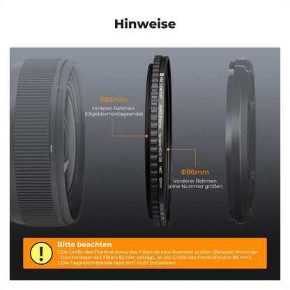 Variable ND Filter 55mm Slim ND8-128 Graufilter 3-7 Stop