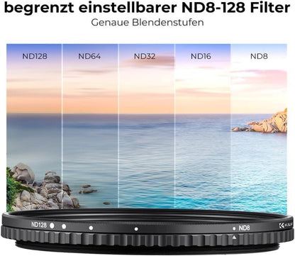 Variable ND Filter 55mm Slim - ND8-128 (3-7 Stop) Grey Filter