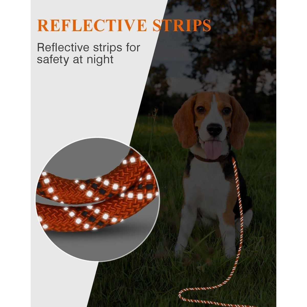 Hundeleine 20m mit Griff | Reflektierend | Orange