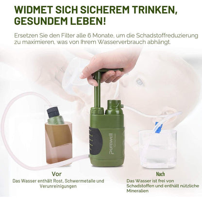 Tragbarer Wasserfilter mit Pumpe – Outdoor Survival 0.01 Mikron