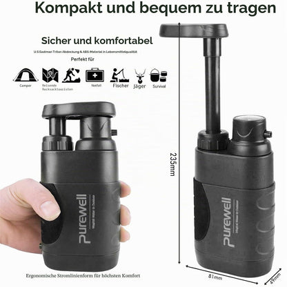 Tragbarer Wasserfilter mit Pumpe – Outdoor Survival 0.01 Mikron