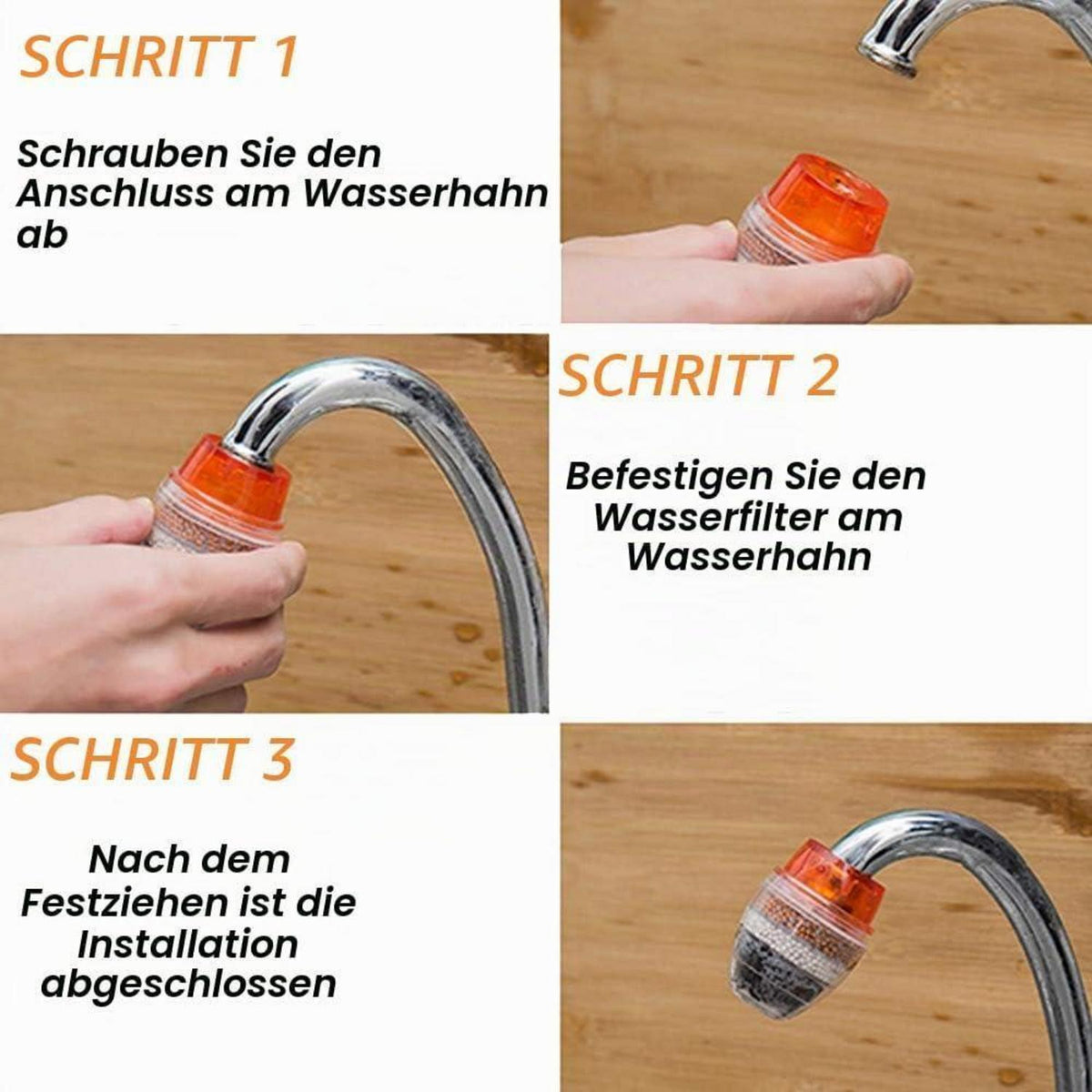 Wasserhahnfilter Aktivkohle 6er-Set für sauberes Trinkwasser