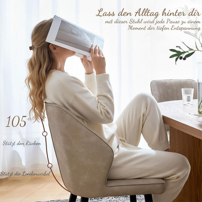 Gepolsterte Esszimmerstühle 4er Set Retro Beige in Lederoptik